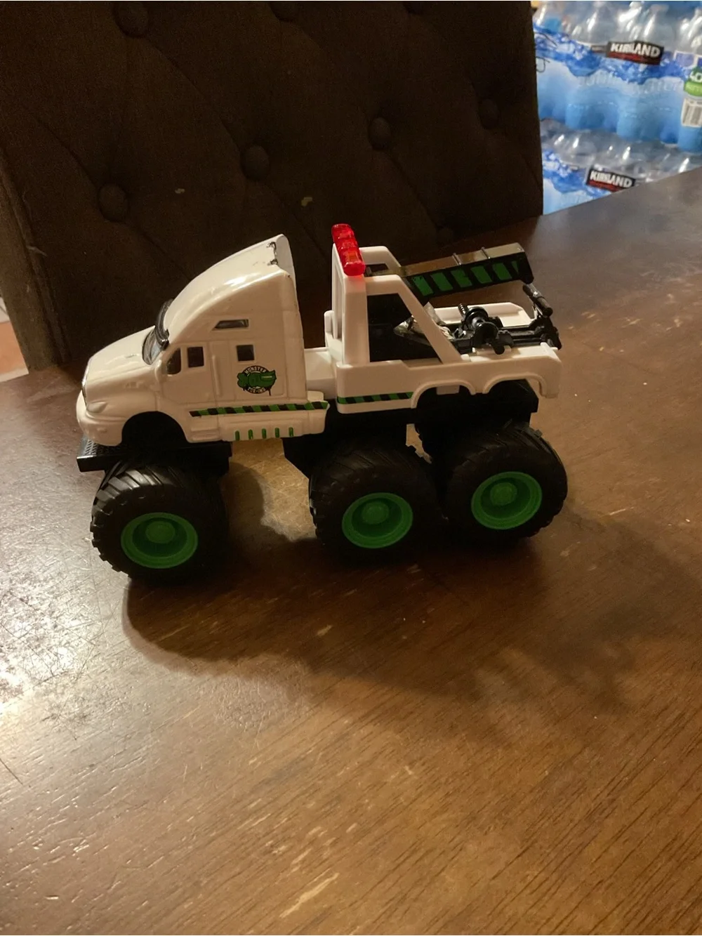 White Monster Truck Toy with Red Light Bar - Kids Off-Road Vehicle